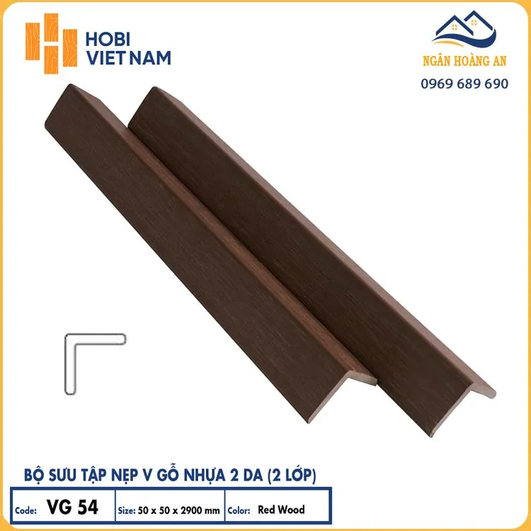 Nẹp V Gỗ Nhựa 2 Lớp Ngoài Trời Hobiwood VG54 Red Wood